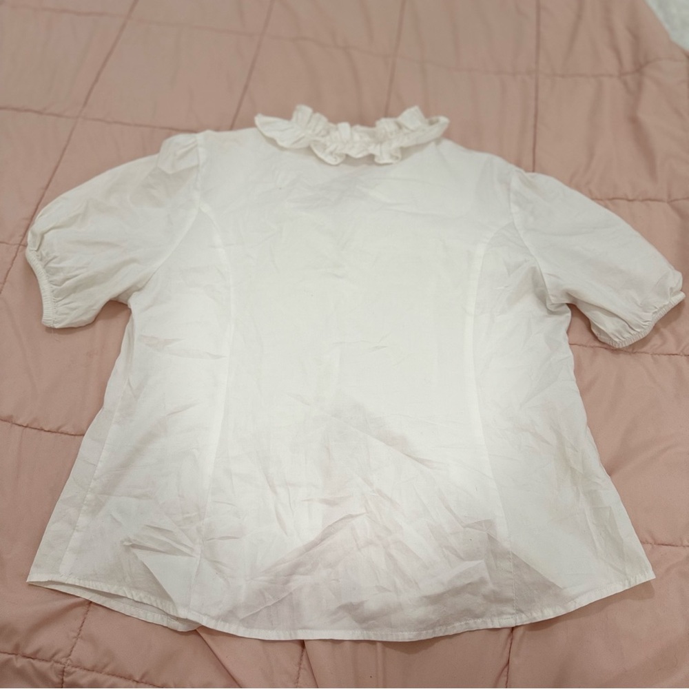 White Ruffled Women's Top - Picture 3 of 4